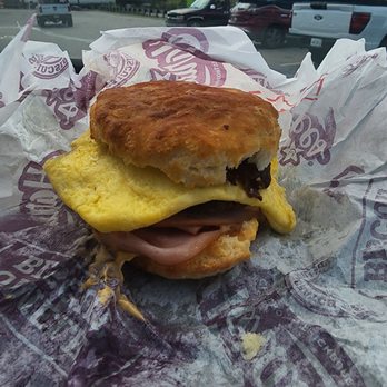 Hardee's - Monster biscuit with ham sausage bacon egg and cheese - Burgers Near Me - Brundidge, Alabama Hardee's - Monster biscuit with ham sausage bacon egg and cheese - Burgers Near Me - Brundidge, Alabama
