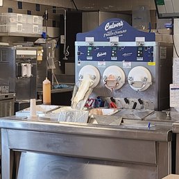 No gloves were used the entire time custard was being scooped and the bin goes pretty far down!