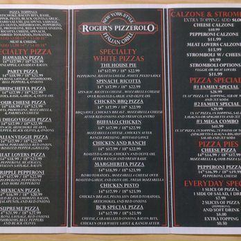 Roger's Pizzerolo - Outside pages of the takeout menu - Italian Near Me - El Cajon, California