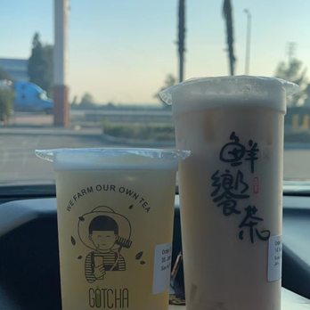 Gotcha Tea House - Jasmine tea and barley milk tea both with lychee jelly - Tea Rooms Near Me - Rosemead, California Gotcha Tea House - Jasmine tea and barley milk tea both with lychee jelly - Tea Rooms Near Me - Rosemead, California