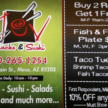 MV Snacks & Sushi - Coupon flyer - Sushi Bars Near Me - Mesa, Arizona MV Snacks & Sushi - Coupon flyer - Sushi Bars Near Me - Mesa, Arizona
