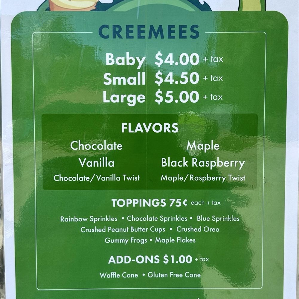 Champ’s Creemee - Menu - Ice Cream & Frozen Yogurt Near Me - Burlington, Vermont Champ’s Creemee - Menu - Ice Cream & Frozen Yogurt Near Me - Burlington, Vermont