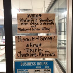 The Donut Palace - New items. Biscuits and gravy and muffins!