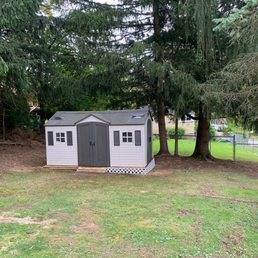 The amazing repair job Eric and the Steves did on the platform and shed.