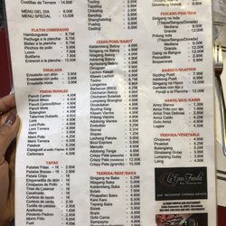 La Gran Familia - Menu