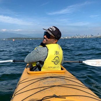 Jericho Kayak Centre - Me on a tandem kayak looking happy. - Rafting/Kayaking Near Me - Vancouver, British Columbia