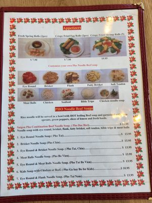 Menu photo 3 Pho Saigon Manassas, VA