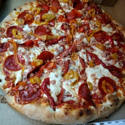 Large - pepperoni, bacon, hot pepper.