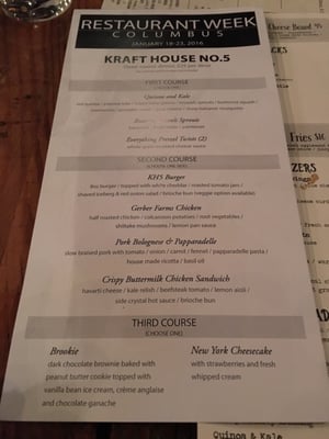 Menu photo 7 Kraft House No. 5 Powell, OH