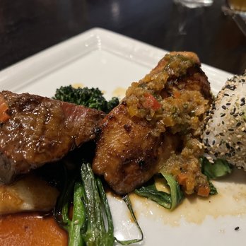 Roy's Restaurant - Roy's Classic Combo- Misoyaki Butterfish & Braised Short Rib of Beef - Seafood Near Me - Anaheim, California