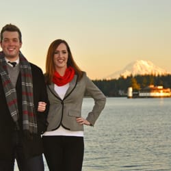 Burnett Real Estate - Burnett Hutchins Holiday Card 2013 with Mt. Rainier and Tanglewood Island in the background.