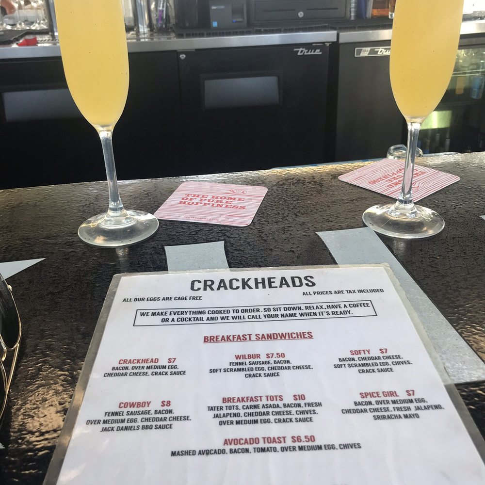 Crackheads - Endless Mimosas and look at the short, sweet, and yummy menu! I ordered the SPICE GIRL ($7!!!) and it was packed with crazy good flavors. - Cocktail Bars Near Me - Carlsbad, California Crackheads - Endless Mimosas and look at the short, sweet, and yummy menu! I ordered the SPICE GIRL ($7!!!) and it was packed with crazy good flavors. - Cocktail Bars Near Me - Carlsbad, California