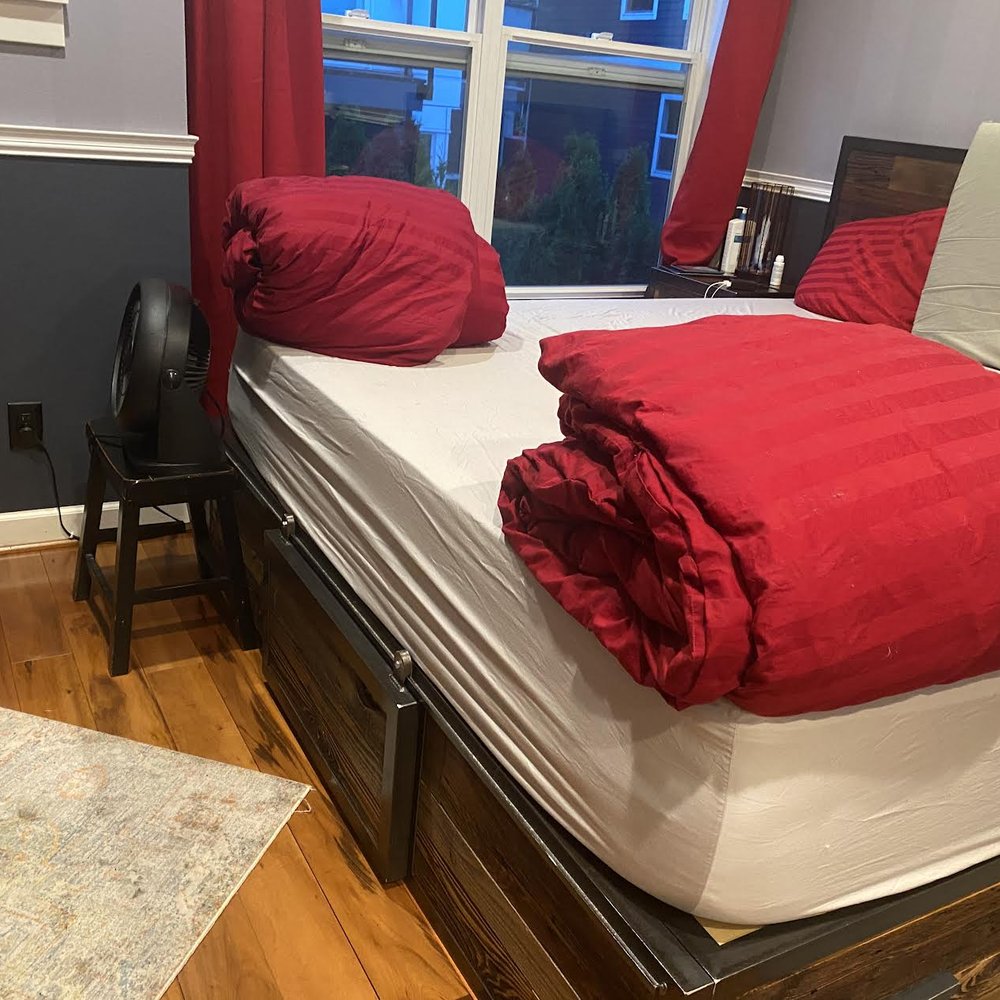 Bumble Bee Cleaning Services - This was Queen Bee's version of an inviting bedroom. Note: That stool and fan were just left in the middle of the foor. - Home Cleaning Near Me - Lynnwood, Washington