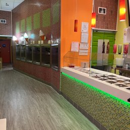 the interior of a fast food restaurant the interior of a fast food restaurant