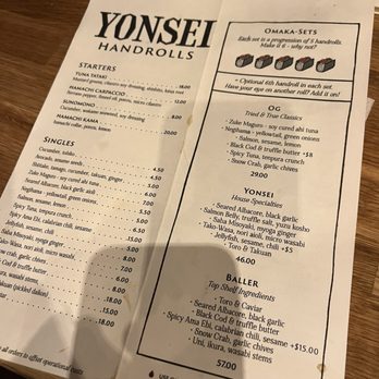 Yonsei Handrolls - Menu - Japanese Near Me - Oakland, California Yonsei Handrolls - Menu - Japanese Near Me - Oakland, California