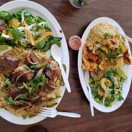 two plates of food on a table