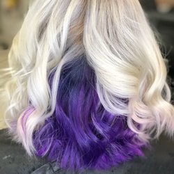 The Edge Salon - Purple peekaboo under  platinum blonde hair