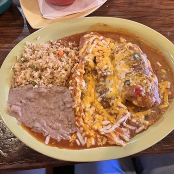 D'Corazon - Combination #4crispy Chile Relleno  tamale beans and rice smothered. - Mexican Near Me - Denver, Colorado