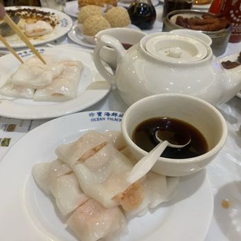Ocean Palace - Rice Noodle Roll w/ Shrimp & Breadstick - Dim Sum Near Me - Houston, Texas