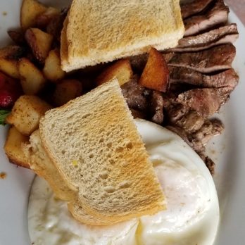Jeffrey's Grill & Catering - Daily special: lamb with over easy egg and sourdough toast. - New American Near Me - Carmel, California Jeffrey's Grill & Catering - Daily special: lamb with over easy egg and sourdough toast. - New American Near Me - Carmel, California