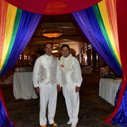 Under Rosa direction with Byanca's decor company that's our entrance those curtains rainbow motif..