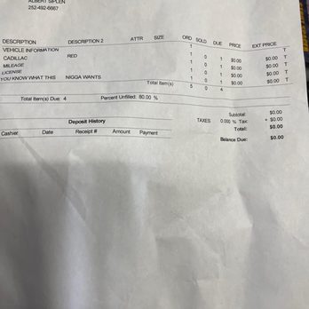 Team Xtreme Tire And Auto - "Work order" with rascist remark. If this Dustin does it, imagine the whole company probably do it as well. - Auto Repair Near Me - Rolesville, North Carolina