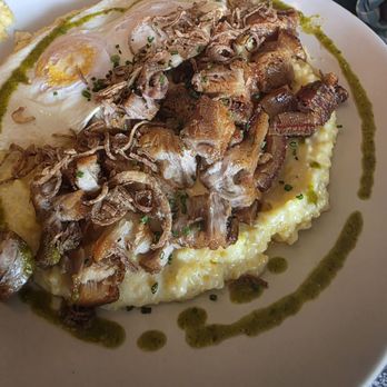 Largos - Pork belly grit bowl, eggs over easy, salsa verde - Steakhouses Near Me - Cartersville, Georgia