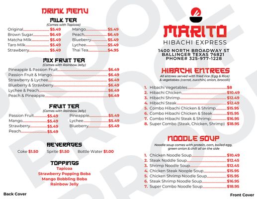 Menu photo 2 Marito Hibachi Ballinger, TX