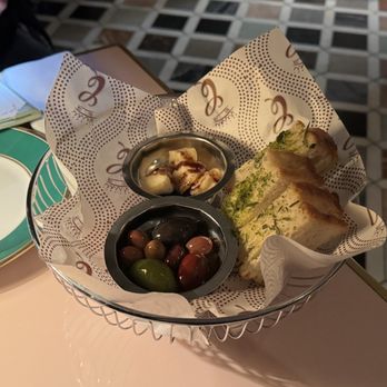 Contessa - Boston - Bread and olives and Parmesan in balsamic reduction. Unique. - Italian Near Me - Boston, Massachusetts