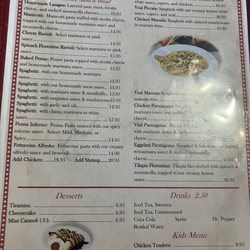 Mamma Mia Seven Lakes - Menu