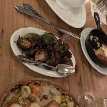 Billy Can Can - Butcher's Steak Frites, bacon Brussels Sprouts, scallops and chowder - Steakhouses Near Me - Dallas, Texas Billy Can Can - Butcher's Steak Frites, bacon Brussels Sprouts, scallops and chowder - Steakhouses Near Me - Dallas, Texas