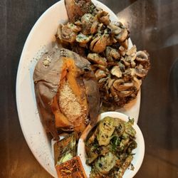 Shades Cafe & Steak House - Ribeye - 10 oz. With Sauteed Mushrooms, Sweet Potato and Sauteed Brussel Sprouts