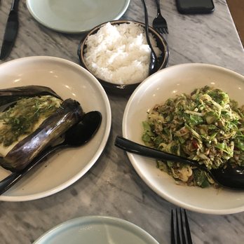 Slanted Door - Banana wrapped Halibut, jasmine rice & Brussels sprouts - Vietnamese Near Me - San Ramon, California Slanted Door - Banana wrapped Halibut, jasmine rice & Brussels sprouts - Vietnamese Near Me - San Ramon, California