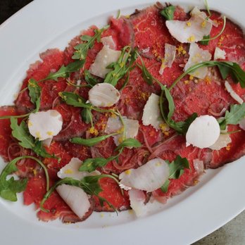 Willow Room - Carpaccio with pickled shallots, arugula, shaved egg yolks, sea salt, pepper, olive oil and pecorino cheese. Very delicious! - Wine Bars Near Me - Chicago, Illinois Willow Room - Carpaccio with pickled shallots, arugula, shaved egg yolks, sea salt, pepper, olive oil and pecorino cheese. Very delicious! - Wine Bars Near Me - Chicago, Illinois