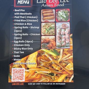 Lao Eee Lee - Menu sign - Food Trucks Near Me - Visalia, California Lao Eee Lee - Menu sign - Food Trucks Near Me - Visalia, California