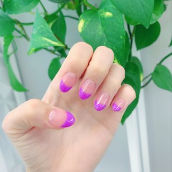 Elite Nails & Spa - Full acrylic set, short almond shape, with color French tips - Nail Salons Near Me - Downey, California Elite Nails & Spa - Full acrylic set, short almond shape, with color French tips - Nail Salons Near Me - Downey, California