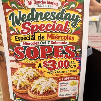 Mi Rancho Market - Wednesday Sopes Special - Grocery Near Me - Escondido, California Mi Rancho Market - Wednesday Sopes Special - Grocery Near Me - Escondido, California