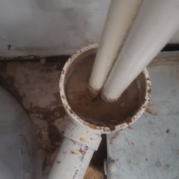 Sewage overflow. They cleaned some up with a shop vacuum and left the rest Sewage overflow. They cleaned some up with a shop vacuum and left the rest