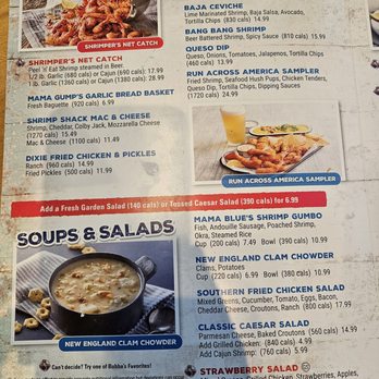 Bubba Gump Shrimp - Menu as of 10/2025 - Southern Near Me - Gatlinburg, Tennessee
