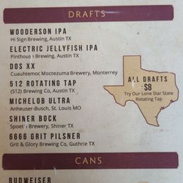 Drinks menu. Drinks menu.
