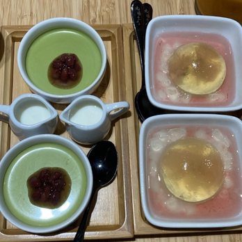 Kyuramen - Flushing - Matcha Pudding with Red Bean Japanese Cherry Blossom Jelly - Ramen Near Me - Flushing, New York Kyuramen - Flushing - Matcha Pudding with Red Bean Japanese Cherry Blossom Jelly - Ramen Near Me - Flushing, New York