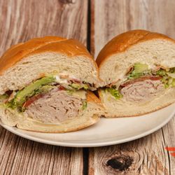 AZ Sandwich Co & Catering - #8 Turkey, Bacon, Avocado shorty sub cut in half