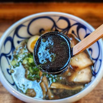 Shugetsu - 4/15/23: Charcoal Pork Belly Broth. Mild flavor. Wanted more punch. - Ramen Near Me - San Mateo, California Shugetsu - 4/15/23: Charcoal Pork Belly Broth. Mild flavor. Wanted more punch. - Ramen Near Me - San Mateo, California