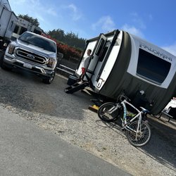 Half Moon Bay RV Park - The spaces are wide enough to fit a trailer (most sizes) and a vehicle easily.