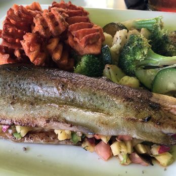 Z Bar & Grill - Rainbow Trout w/ pineapple pico! - Bars Near Me - St Robert, Missouri