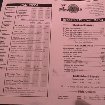 Pizza Villa - Menu as of 8/2024 - Pizza Near Me - Dekalb, Illinois