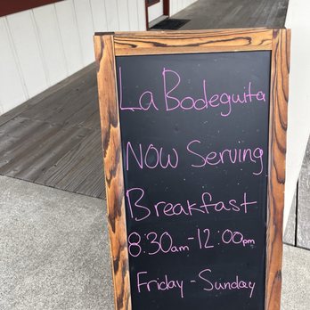 La Bodeguita - Signage outside that shows they are open on Sunday mornings! - Mexican Near Me - Bodega Bay, California
