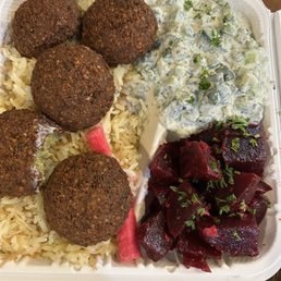 Falafel plate... hubby needed a bite first.