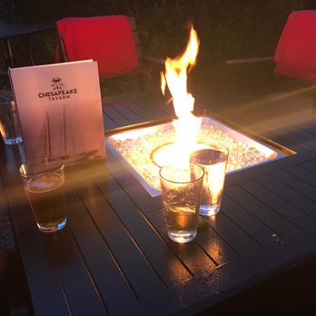 Chesapeake Tavern - Drinks at the fire pit on an autumn evening - Seafood Near Me - Long Valley, New Jersey