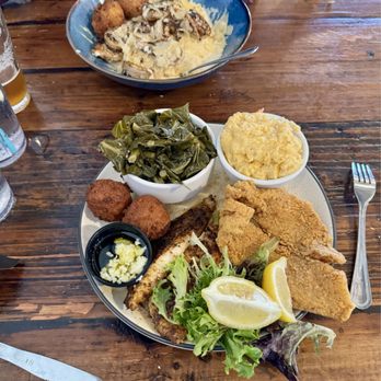 St Augustine Fish Camp - Trigger fish, grits, collard greens - Seafood Near Me - St Augustine, Florida
